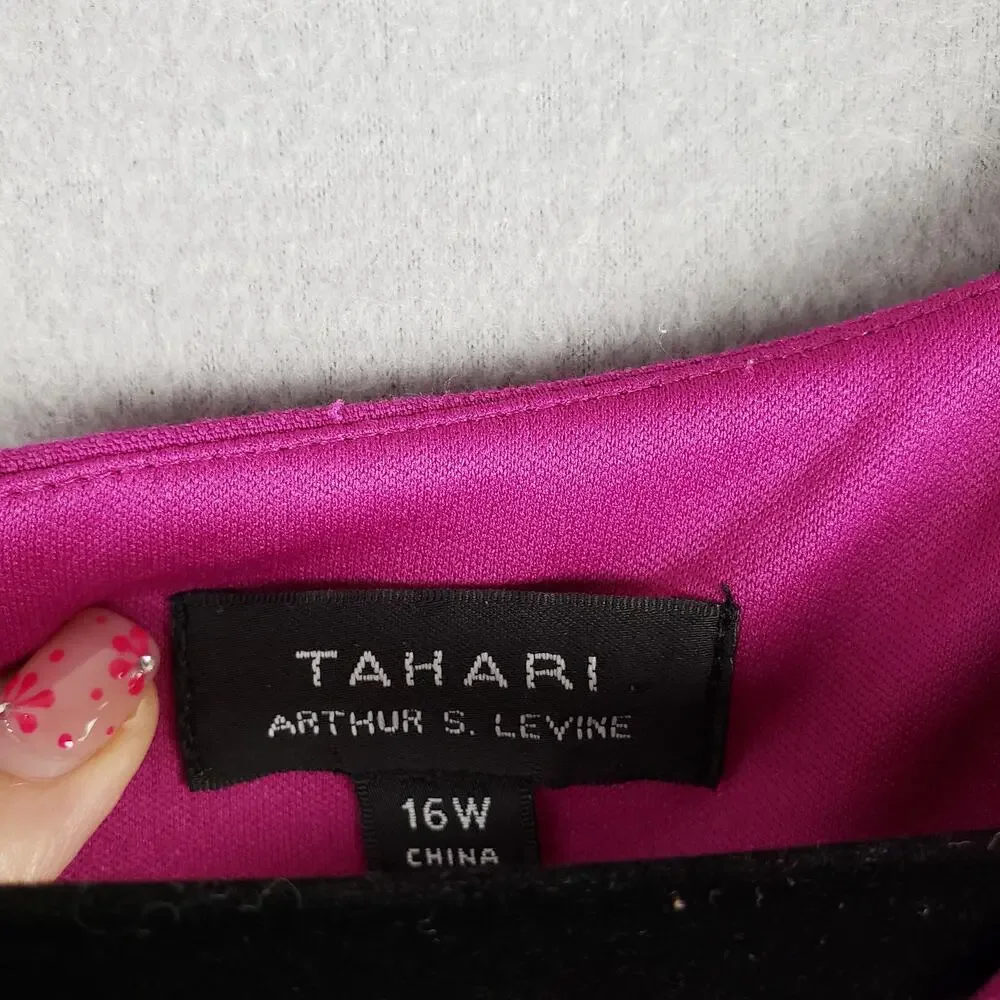 Tahari Women's Plus Size‎ 16W Sleeveless Shift Dress Magenta Pink Cocktail Party